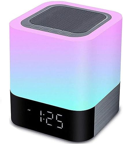 Night Light Bluetooth Speaker,Wireless Speakers Alarm Clock,Touch Control Bedside Lamp,MP3 Music Player,Touch Sensor Table Lamp Dimmable,Speakerphone/USB Flash Drive/Micro SD/AUX-IN Supported