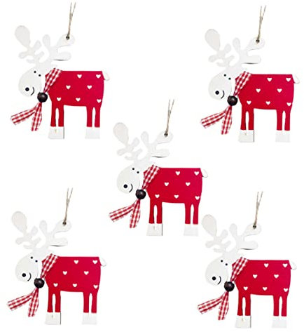 Alipis 10 STK Elch Anhänger hängende Hirschverzierung Christbaumschmuck Rentier Dekoration christbaumanhänger weihnachtsbaumanhänger Weihnachtsdekorationen Weihnachtsanhänger Hölzern rot