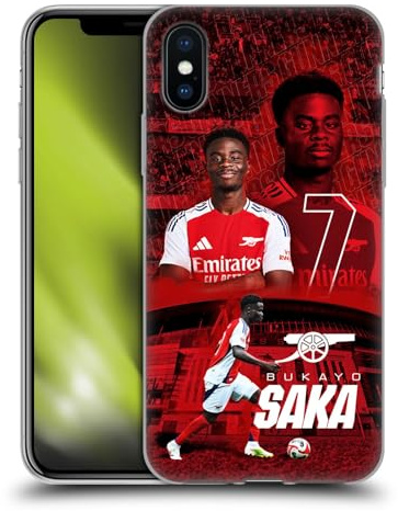 Head Case Designs Officially Licensed Arsenal FC Bukayo Saka 2024/25 First Team Gel Case [Military Grade Protection] Compatible with Apple iPhone X/iPhone XS and Compatible with MagSafe
