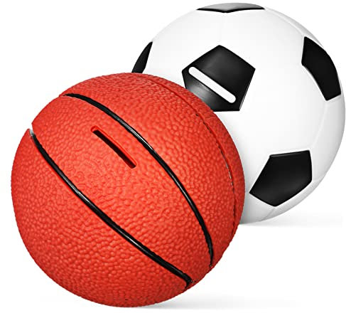 COSMEVIVI Basketball Sparschwein Fußball Sparschwein Satz Kinder Sport Spardose Cartoon Kleines Für Jungen Und Mädchen Geburtstag Geld Sparen