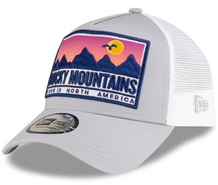 New Era Rocky Mountains Cap verstellbar Snapback Trucker gebogener Schirm Kappe Berg Mesh grau weiß - One-Size