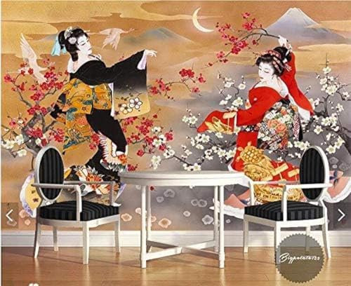 XLMING Vintage Japanese Beauty Figure Oil Painting 3D Wallpaper Living Room Sofa Bedroom Dining Room Home Decoration Wall-350cm×256cm