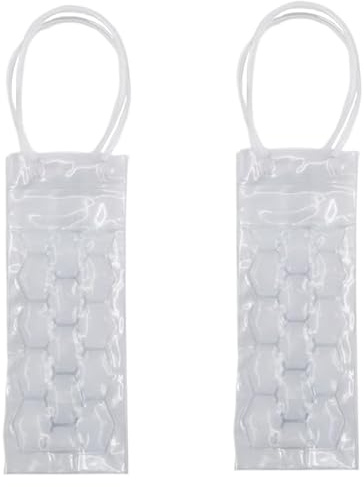 Licsaliwe 2pcs Weinkühlerbeutel Transparent Flaschenkühler Beutel wiederverwendbares Weinflaschenkühler Gefrierbarer Weinbeutel mit Griff für die meisten Weinflaschen Picknick Strandparty Reise