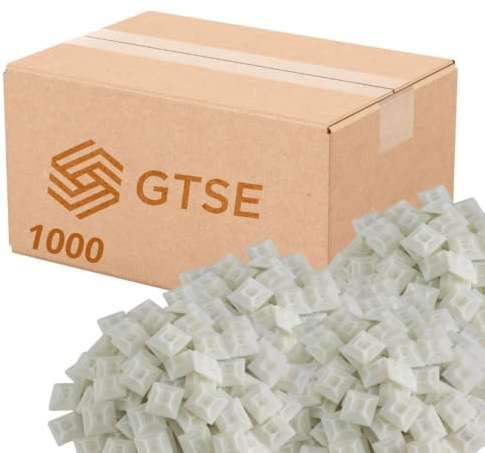 1,000 Pack of White Cable Tie Bases - 28mm x 28mm - Premium Adhesive Fixing Mounts by Gocableties