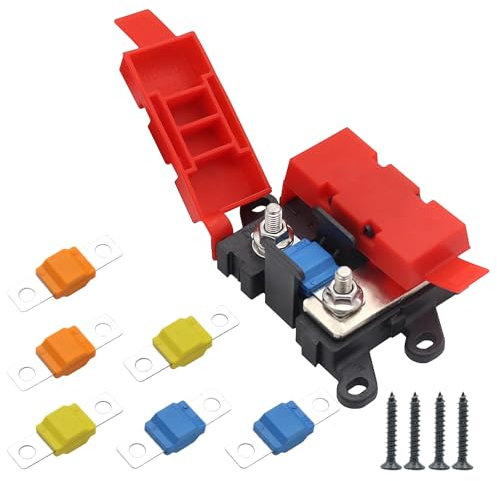 2 Fach Midi Sicherungshalter, KFZ Sicherungskasten mit 6 Sicherungen (30A, 60A, 100A), Camper Verteilerblock Audio, Stromverteiler für Wohnmobil, Boot, LKW, Pkw, Sicherungskasten mit Staubschutz