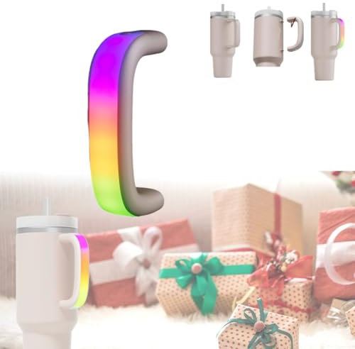 Mango de vaso con luz LED de 6 colores para Stanley de 40 onzas, cómodo mango de botella de agua, mango de botella de agua de carga USB premium, para accesorios Stanley para uso al aire libre, fiesta