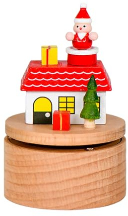 ZwaitL Handgefertigte drehbare Spieluhren aus Holz, Feiertagsdekoration, Weihnachtsmann, Windmühlen, Weihnachtsbaum, Geburtstagsgeschenk, Festlichkeits-Spieluhren