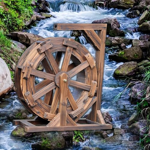 Holz Wasserrad Wasserspiel Springbrunnen Garten-Deko, Freien Wasserlandschaft Fließendes Wasser Dekoration, Vintage rustikale Ornamente, teich Wasserfall(100 * 41 * 105cm/39.3 * 16.1 * 41.3in)