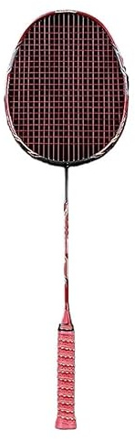 Federball Set Robuster Badmintonschläger aus Vollcarbon for Damen und Herren, professionelle Ballkontrolle, ultraleichter Einzelschläger, 10U, 50 g(10U Red All Carbon)