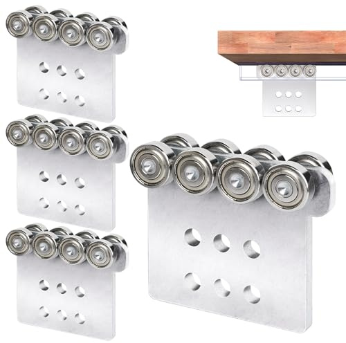 Unistrut Rollwagen mit 8 Rädern, kompatibel mit 4,8 cm breiten und höheren Streben, Kanalschiene für Hebewagen oder Schiebetürrollen, Schienensystem, Garagen, Lager, 4 Stück
