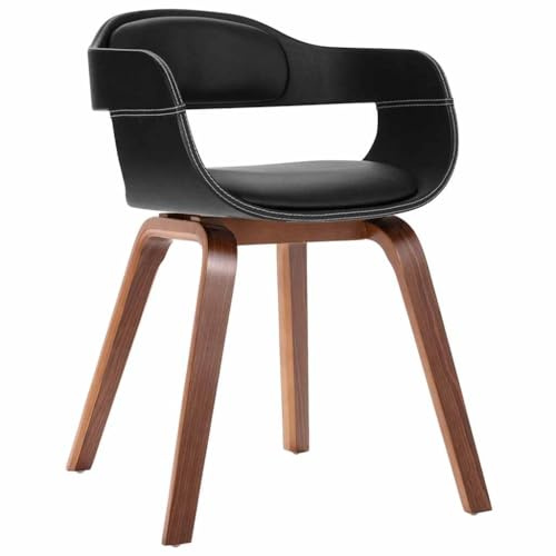 QINXIXINAIXI Chaise de salle à manger avec accoudoirs en cuir synthétique et structure en bois de noyer – Chaise design ergonomique pour une ambiance élégante et confortable, durable