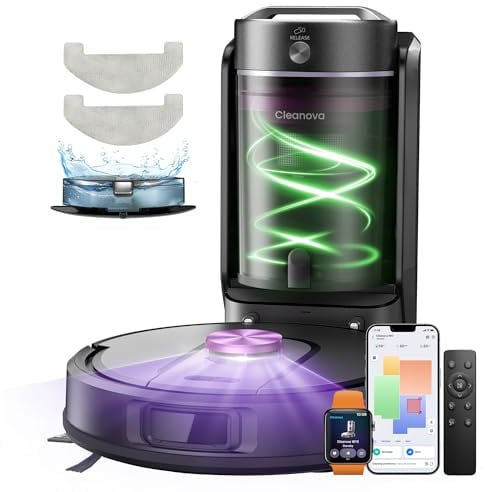 Vexilar Robot Vacuum and Mop with Multi-Cyclone Bagless Self Emptying Docking Station, 10000Pa Suction, LiDAR Navigation, 5 Maps, 180Min Runtime, Robotic Vacuum for Pet Hair, Carpet and Hard Floor