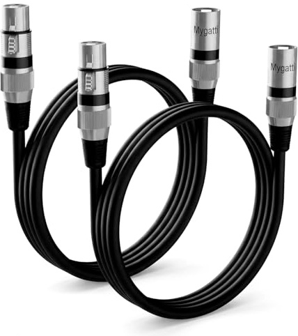QWORK® 2Pack XLR Cable, 2m Balanced Microphone Lead Male to Female – Noiseless Pro Audio Cord for Studio Recording, Live Stage & Podcast – 3-Pin Mic Wire for Mixer, Speaker
