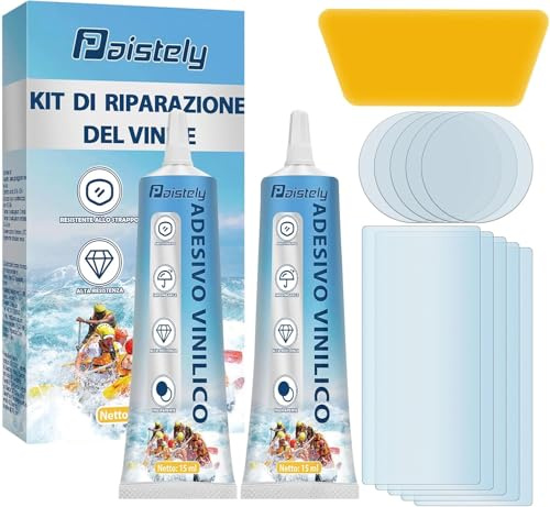 Paistely Kit Riparazione Piscina, Trasparente e Durevole Toppa per Piscina, Impermeabile e ad Alta Resistenza Riparazione Piscina, Adatto per la Riparazione di Varie Attrezzature Gonfiabili (15ml*2)
