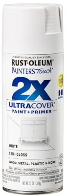 Rust-Oleum 249060 Painter's Touch 2X Ultra Cover Spray Paint, 12 oz, Semi-Gloss White