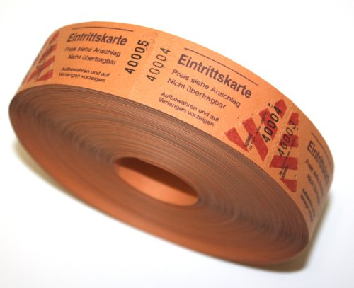 TAMLED Bonrolle EINTRITTSKARTEN orange 1 Rolle mit 1000 perforierten Abrissen fortlaufend nummeriert Gastromarken Festival Getränke Verpflegung Events Firmenveranstaltung Volksfest Verein Wertmarke