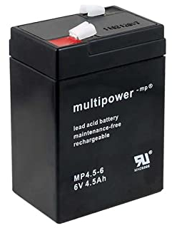 akku-net Bleiakku (multipower) MP4.5-6 6V Lead-Acid für Hobby Camping Kinderfahrzeug Peg Perego, 6V, Lead-Acid