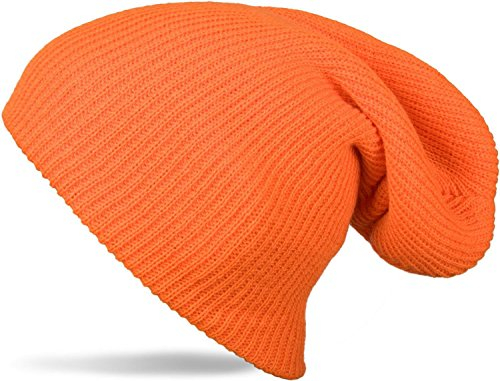 styleBREAKER Beanie Mütze, Slouch, überlange Strickmütze, doppelt gestrickt, warm, Unisex 04024004, Farbe:Orange