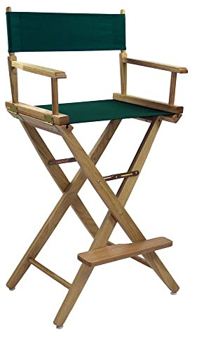American Trails Extra-Wide Premium 30 Director's Chair Natural Frame with Hunter Green Canvas, Bar Height
