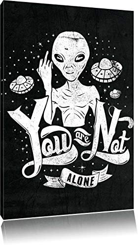Pixxprint Dark You are not alone black Bild, Größe: 100x70cm, Leinwandbild, fertig gespannt, Wandbild, Dekoration, Kunstdruck, kein Poster