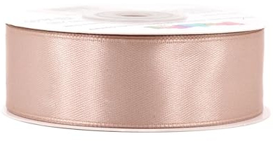 Satinband 25mm x 25m Rolle - FARBAUSWAHL in 3/6/12/18/25/38/50/75/100mm - farbecht & waschbar - Schleifenband für Hochzeit - Geschenkband zum Verpacken Dekorieren Basteln - Beige 835