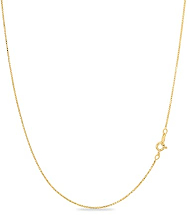 KEZEF 18k Gold über Sterling Silber 1mm Box-Kette Halskette, 18k vergoldet Halskette für Frauen und Männer, 17 Zoll
