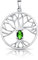 DTPsilver® Collier avec Pendentif Arbre de Vie et Cristal en Verre coloré Facetté en Argent Fin 925 - Vert Émeraude
