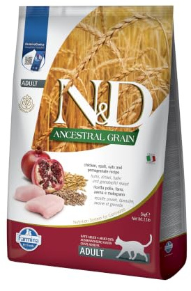 Farmina N&D ANCESTRAL Grain Adult Pellets Katzenfutter (Trockenfutter, mit Vitaminen und natürlichen Antioxidantien, ohne Mais, Zutaten: Huhn, Dinkel, Hafer und Granatapfel, Portionsgröße: 5 kg)