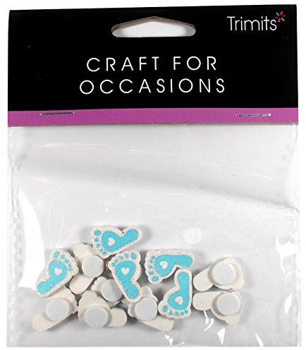 Baby Footprints Blue Self Adhesive Card Toppers Craft Embellishment