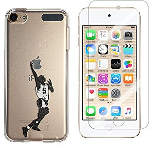 NOVAGO Compatible avec iPod Touch 7, Touch 6,Touch 5 Coque Gel imprimée Solide résistante +1 Verre en Verre trempé Transparent résistant (Basketteur)