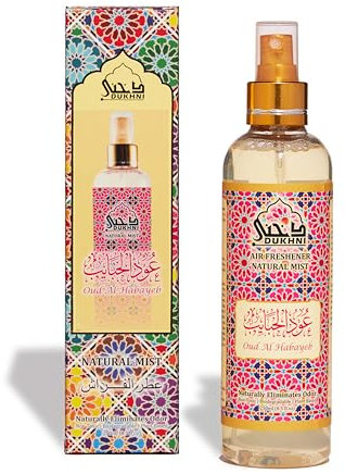 Oud Al Habayeb Attar Al Faraash by Dukhni | 250ml Non Alcoholic Spray | Arabic Natural Mist | Air Freshener, Room Mist, Fabric & Linen Spray | Perfect for Prayer mats, beds, sofas, curtains | Halal