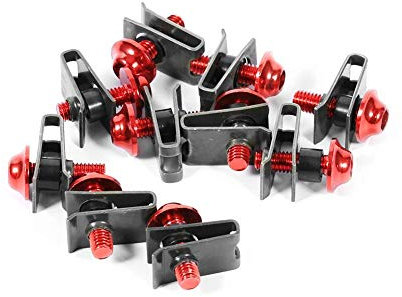 Motorrad Verkleidung Schraube, 10 Stk. M5 Motorrad Verkleidung Clip und Mutter Motorrad Verkleidung Befestigungsclips und Schraubensatz für Motorrad Fahrrad Roller (rot)