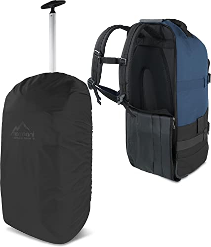 normani Reisetasche mit Rucksackfunktion und Regenüberzug- Trolley 60 Liter - Backpack Farbe Schwarz/Navy
