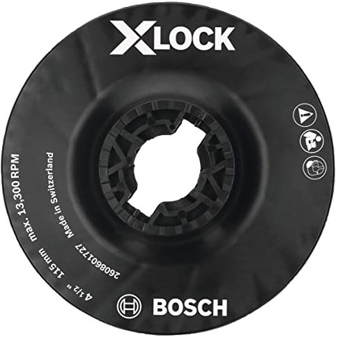 BOSCH MGX0450 X-LOCK Stützteller mit X-LOCK Clip – mittlere Härte, Verwendung mit Faserscheiben, für Anwendungen in Metalloberflächenveredelung, Schweißmischung, Rostentfernung, Schwarz