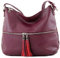 modamoda de T159 Damen Leder Umhängetasche Schultertasche Medium handmade in Italy, Farbe:Bordeauxviolett
