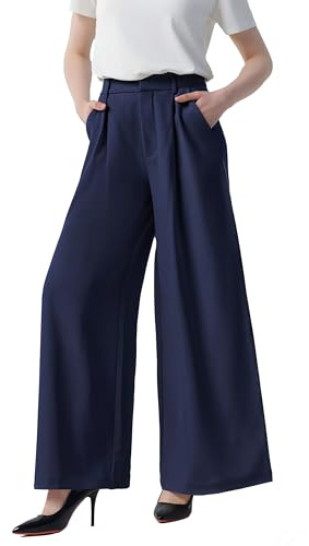 Tronjori Women High Waist Casual Wide Leg Long Palazzo Pants Trousers Regular Size
