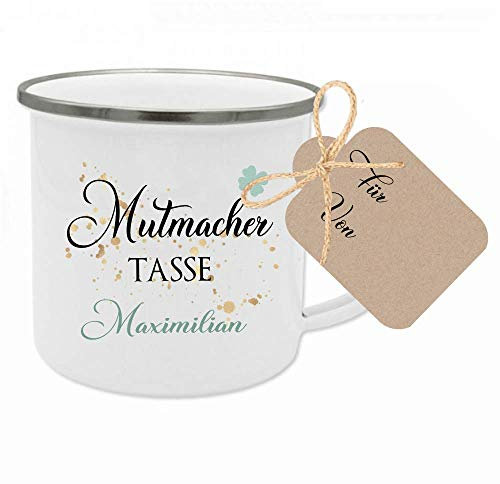 Glücksbringer Geschenk Kraftgeschenk Mutmacher Tasse Geschenk mit Name Frauen Männer Tasse bei Krankheit Stress Trauer Geschenk Gute Besserung für Sie und Ihn, Tasse mit Geschenkanhänger