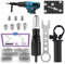 Swpeet Kit de 211 adaptadores de pistola de remache eléctrica de aleación de acero negro, incluye cabeza de remache de 2.4/3.2/4.0/4.8 mm de diámetro y llave de mango con 500 piezas de kit de remaches