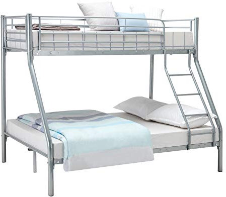 Panana Triple Bunk Beds Metal Bunk Bed Frame with Ladder Steady Metal Slats for Kids Adult Twins (Silver)