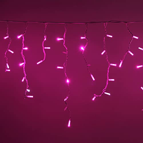 LUCCIKA Wasserfall von Eiszapfen 2 x 0,7 m mit 80 MaxiLed und Blitzlicht für den Innenbereich, professionell verlängerbar (rosa mit weißem Blitz, 2 m mit 80 LEDs)