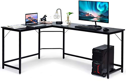 GIANTEX Schreibtisch Eckschreibtisch L-Form, Computertisch PC-Tisch Arbeitstisch mit CPU-Ständer, Computerschreibtisch Winkelschreibtisch Bürotisch Ecktisch für Büro 168 x 125 x 74 cm (schwarz)