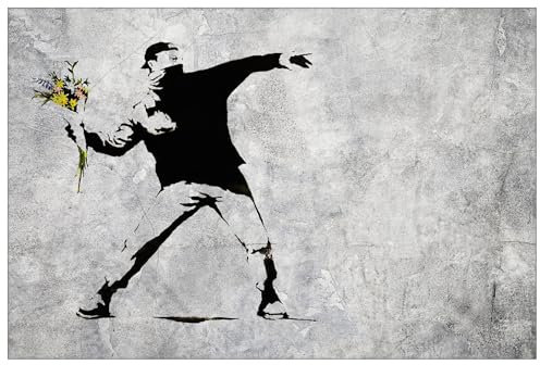 1art1 Banksy Poster Der Blumenwerfer, Graffiti Streetart Plakat | Bild 91x61 cm