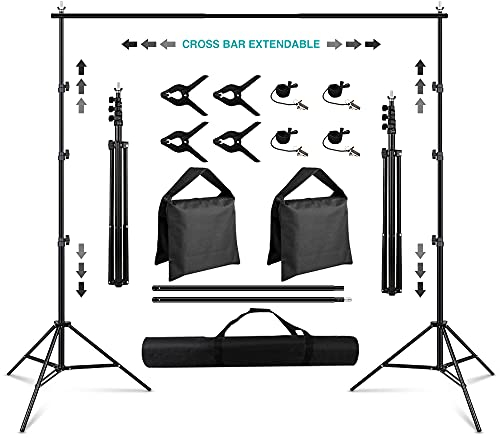 Backdrop Stand 8.5×10ft, SEDGEWIN Einstellbare Fotografie Hintergrund Unterstützung System Kit für Foto Video Studio Bildschirm mit Tragetasche, Frühling Klemmen Hintergrund Musselin Clip Halter