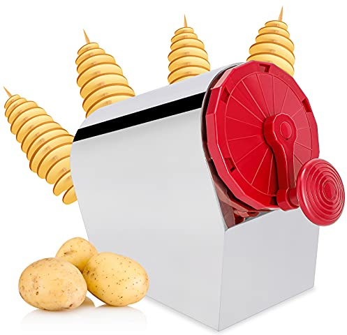 Moongiantgo Manueller Tornado Kartoffelschneider Kartoffelspiralschneider 3 in 1 Edelstahl Twisted Kartoffel Twister Frry Chips Maker Gemüseschneider für Süßkartoffeln, Zucchini, Karotten, Gurken