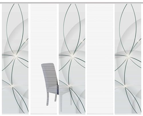 HOME WOHNIDEEN 95063 | 5er-Set Schiebegardine 'BLINKI', Digitaldruck auf Bambus-Optik, mit abstraktem Motiv, 260x60cm, Farbe: Rot und Türkis, Farbe:türkis