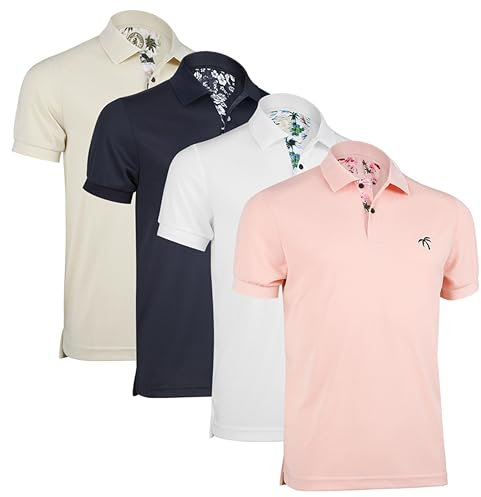 Albert Morris Polo Shirts pour Homme - Manches Courtes, Respirant, Séchage Rapide, Protection UV, Coupe Classique, Été Golf, Style Sportif Business Décontracté - M