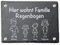 Türschild mit personalisierbarer Gravur - Schiefer - Hier wohnt Familie Regenbogen - mit Abstandhalter aus Edelstahl - Wasserabweisende Schutzschicht - outdoor