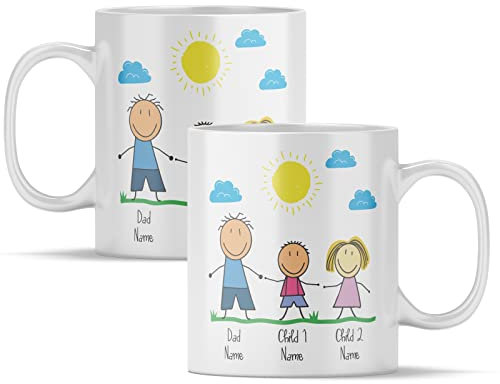Personalised Family Mug - Gifts for Dad - Mothers Day, Fathers Day, Birthday, Christmas, Gift (Dad 2 Kids)