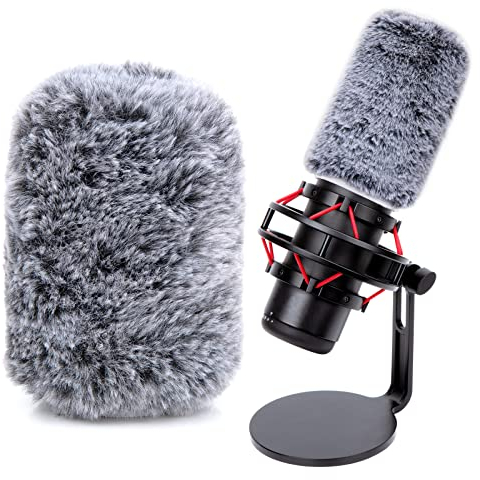 YOUSHARES Fell-Windschutz für HyperX QuadCast Mikrofon Popschutz - Professionelle Mikrofonabdeckung Mikrofon Windschutz Kompatibel mit HyperX QuadCast S