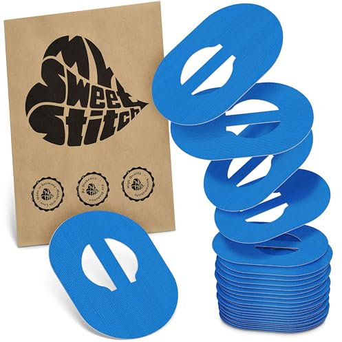 MySweetStitch - 25 x Enlite Guardian Pflaster, Overpatch Ø 80 x 65mm, Innen (Steg) Ø 10mm, wasserfest, atmungsaktiv, hautfreundlich, Made in Germany, Blau